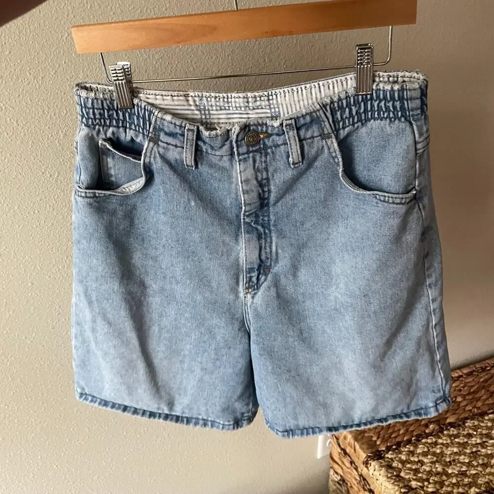 90s vintage LEE long denim shorts light wash baggy mom jean shorts